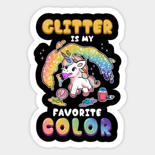 Unicorn CuteFunny Glitter Is My Favorite Color Unicorn310 magic Sticker